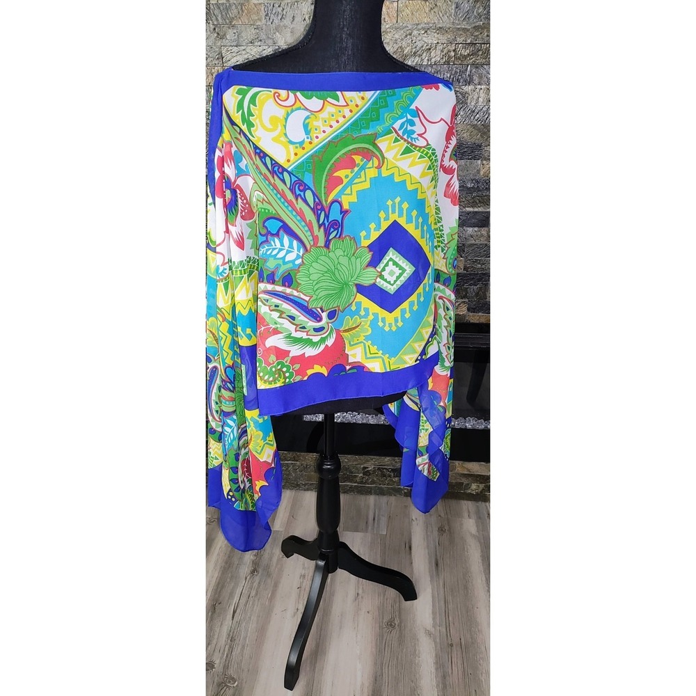Versatile India Boutique Multi Colored Blue Cape One Size